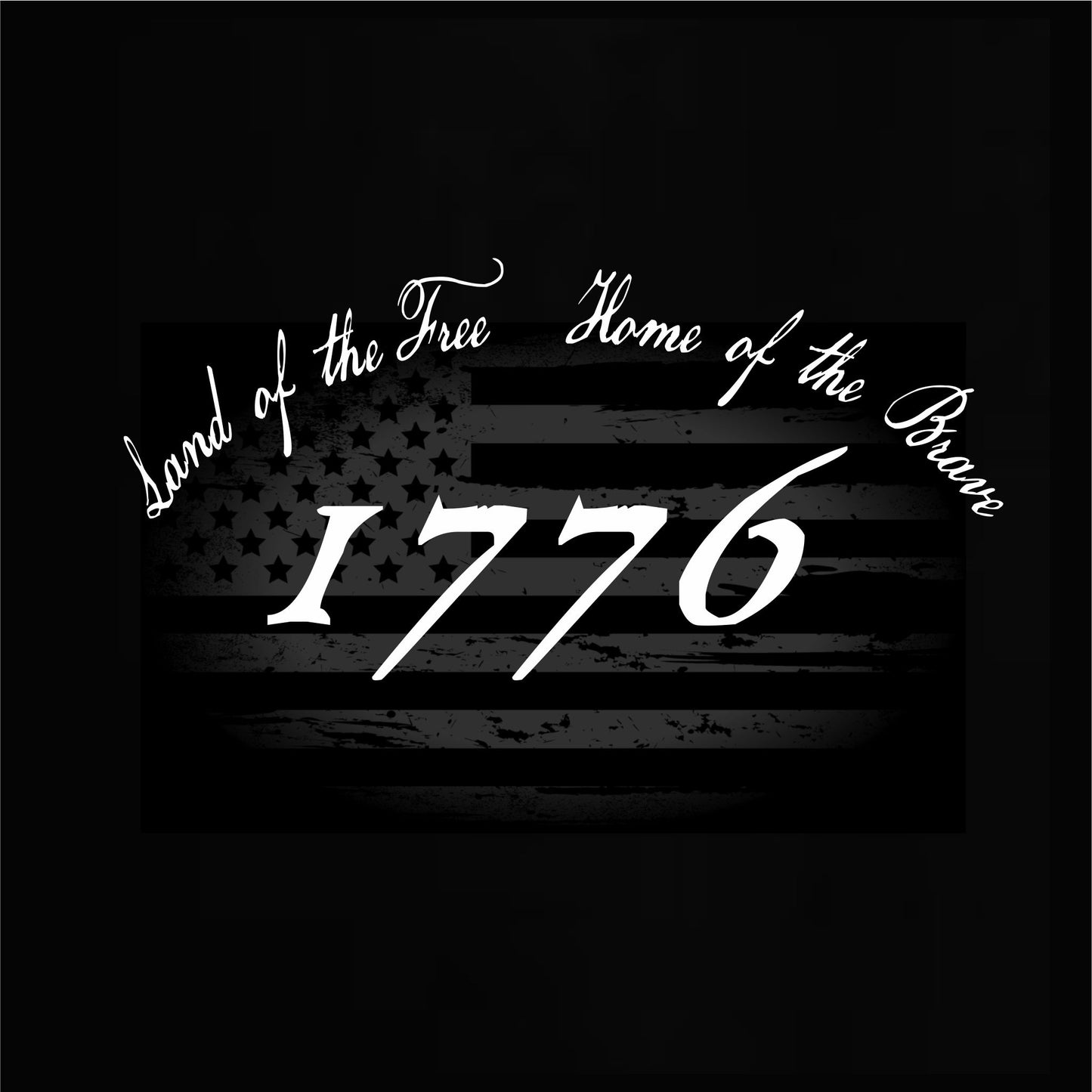 1776 Land of The Free Home Of The Brave Men's Patriotic T-Shirt (black)