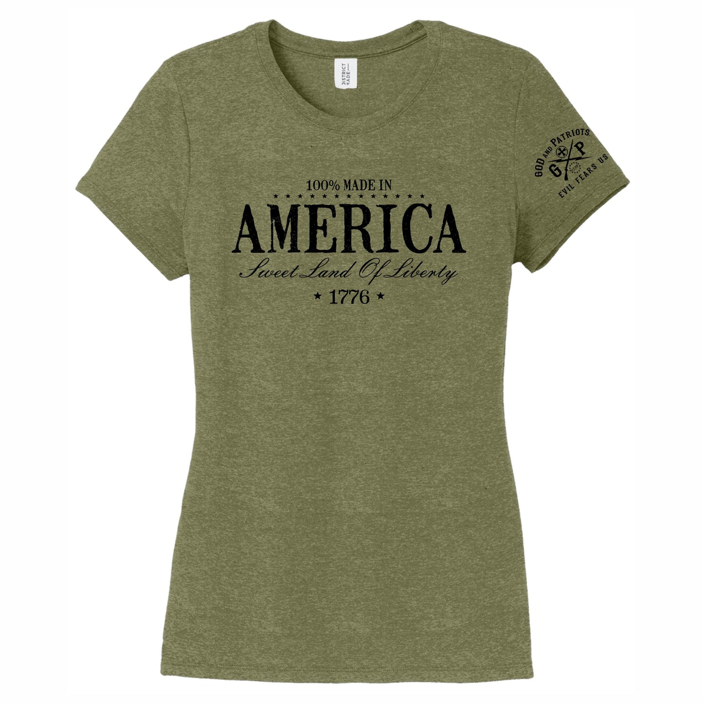 America Sweet Land Of Liberty 1776 Women's Patriotic T-Shirt (green heather)