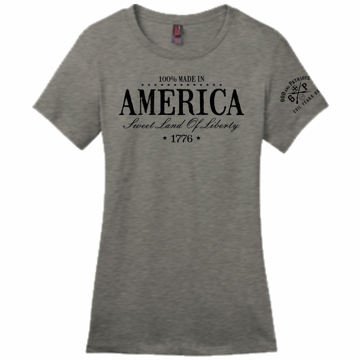 America Sweet Land Of Liberty 1776 Women's Patriotic T-Shirt (heather steel)