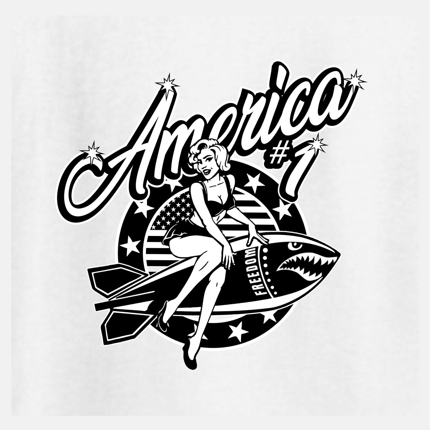 America #1 Freedom Bomb Men's Patriotic T-Shirt (white)