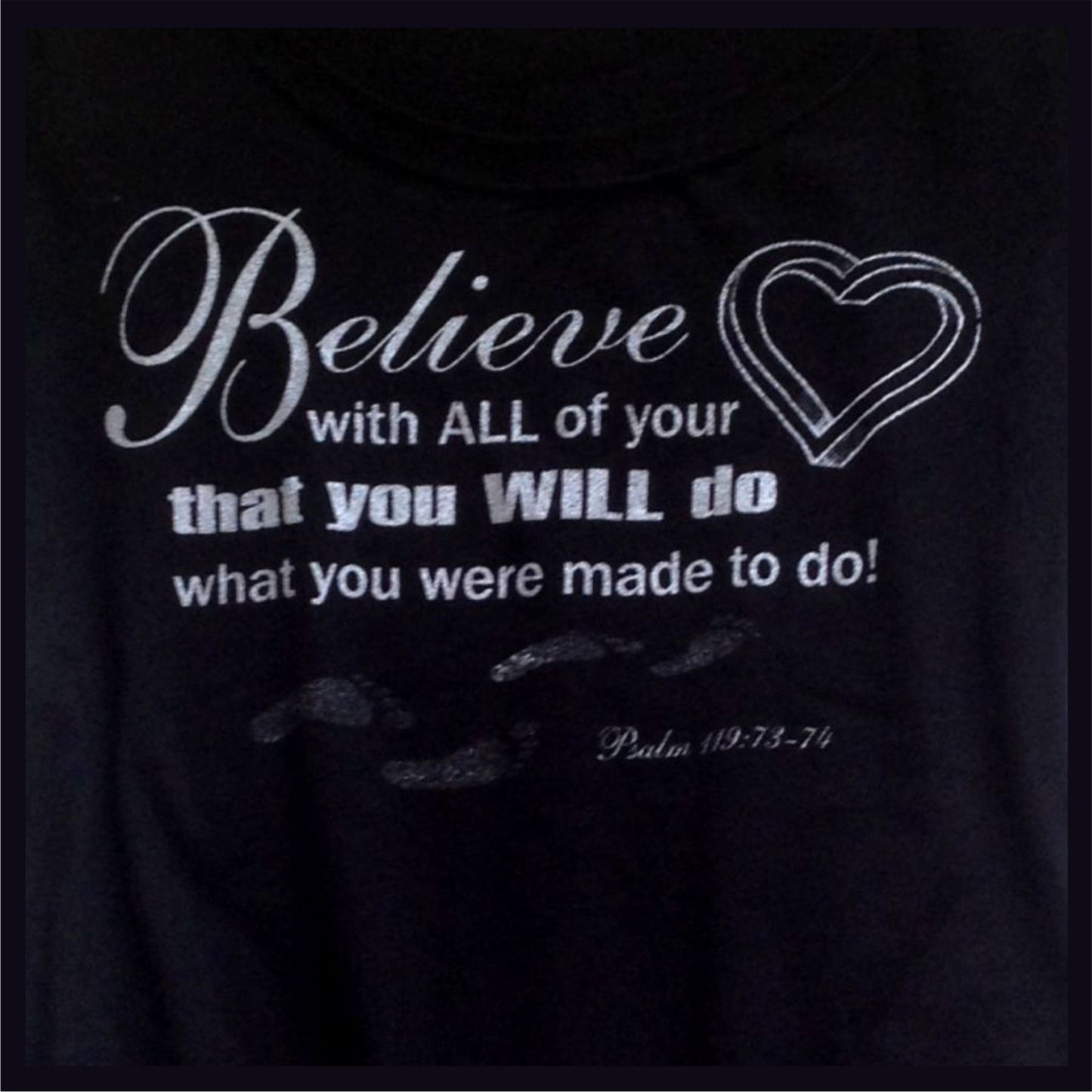 Believe With All Your Heart Women's Christian Scoop Neck T-Shirt (black)