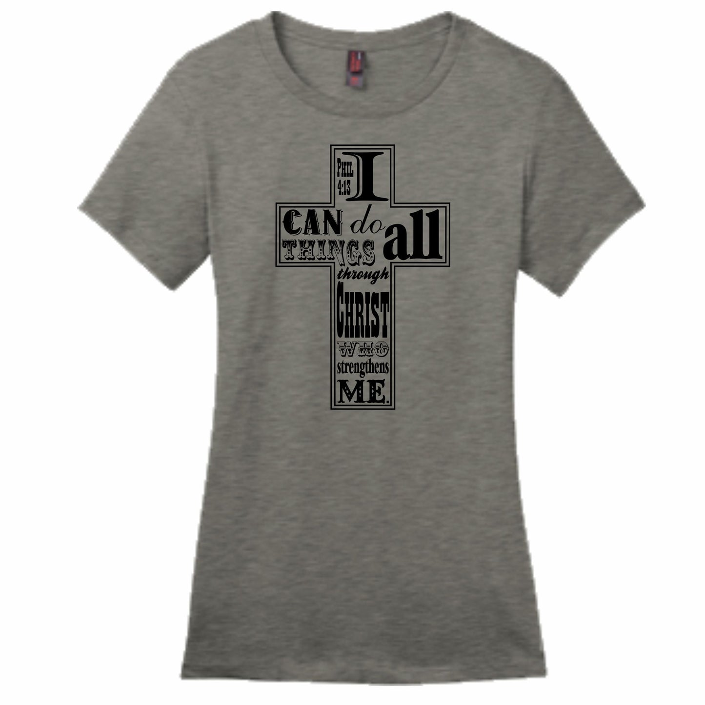 I Can Do All Things Through Christ Women's Christian T-Shirt (heather gray)