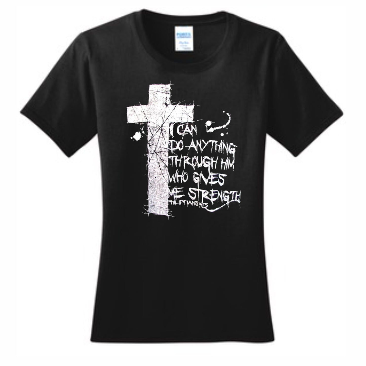 I Can Do Anything Through Him Women's Christian T-Shirt (black)