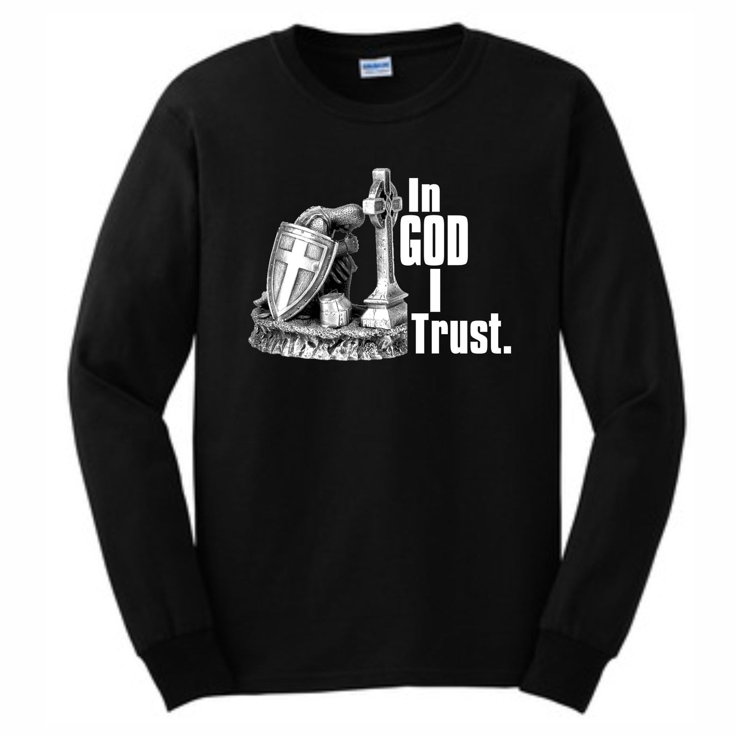 In God I Trust Kneeling Warrior Men's Long Sleeve T-Shirt