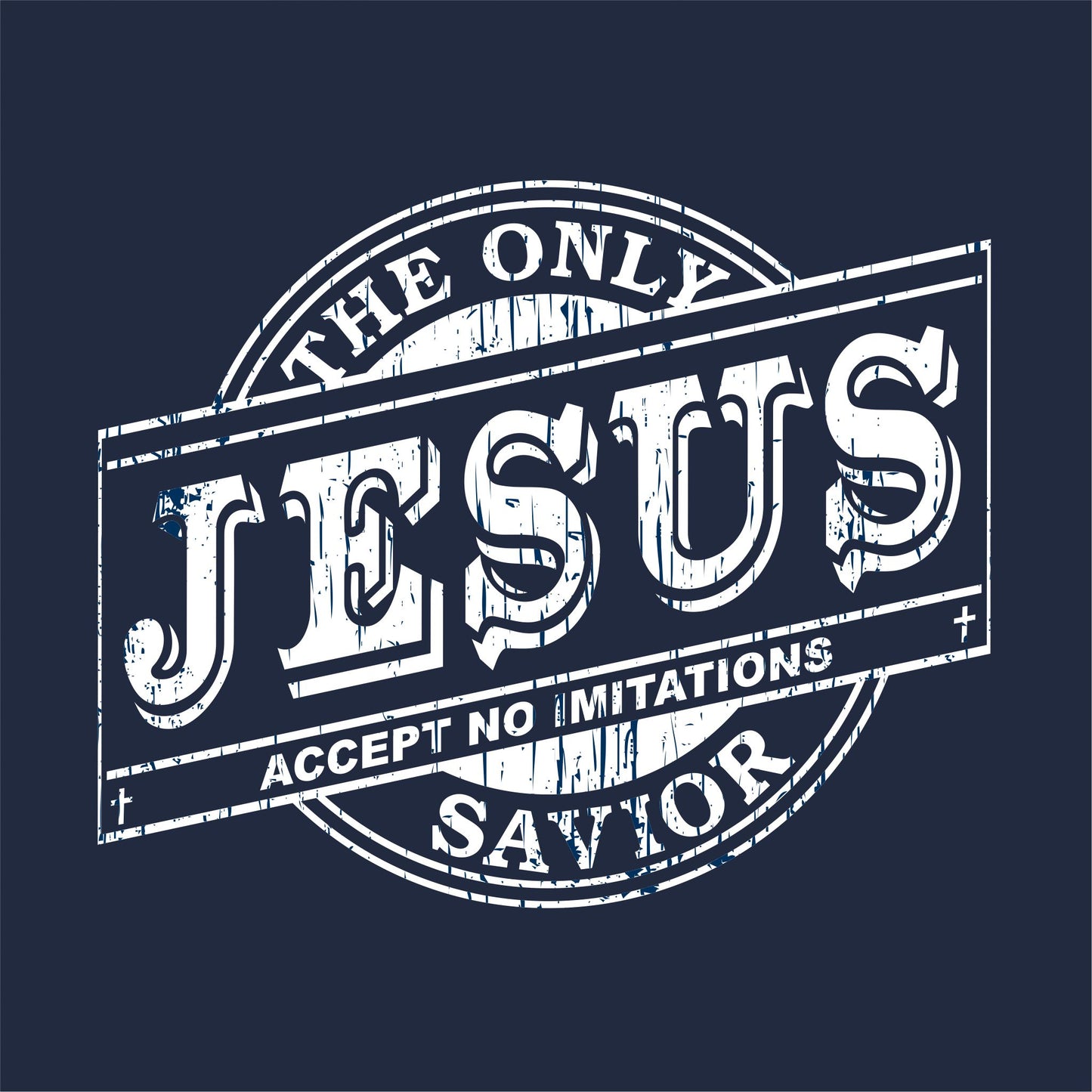 Jesus Only Savior No Imitations Men's Christian T-Shirt (Navy)