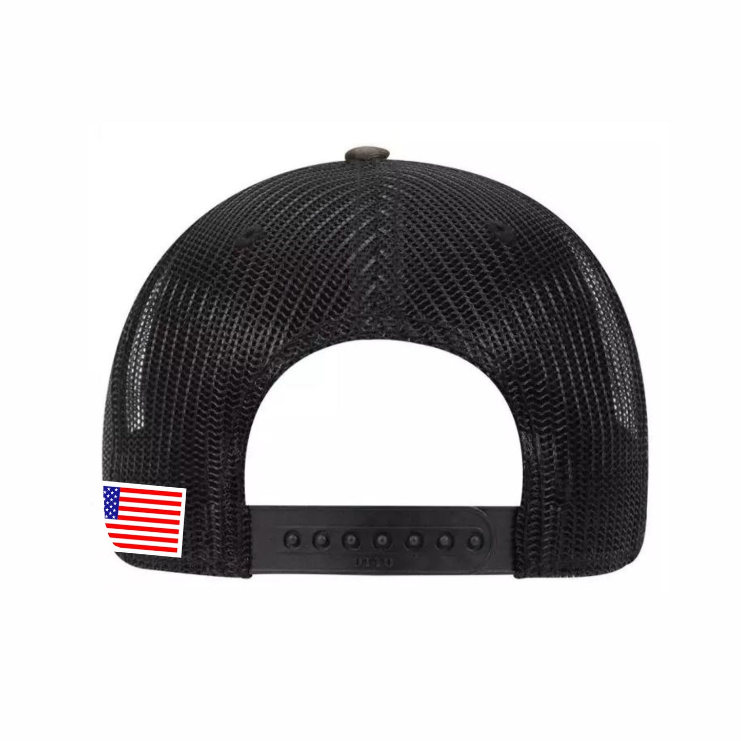Green Camo / Black Mesh Patriotic Snapback Trucker Cap