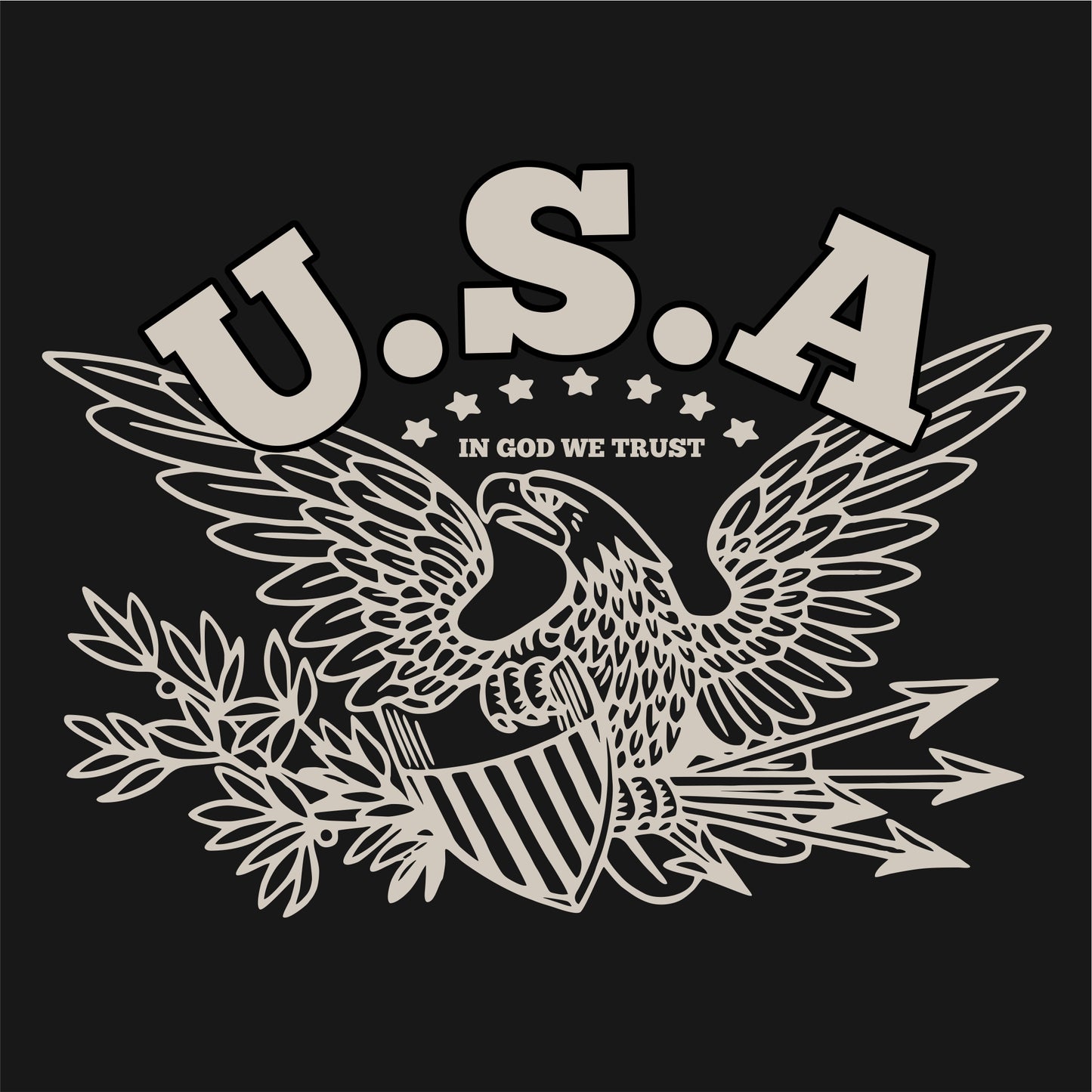 USA Eagle Seal In God We Trust Men's Patriotic T-Shirt (black)