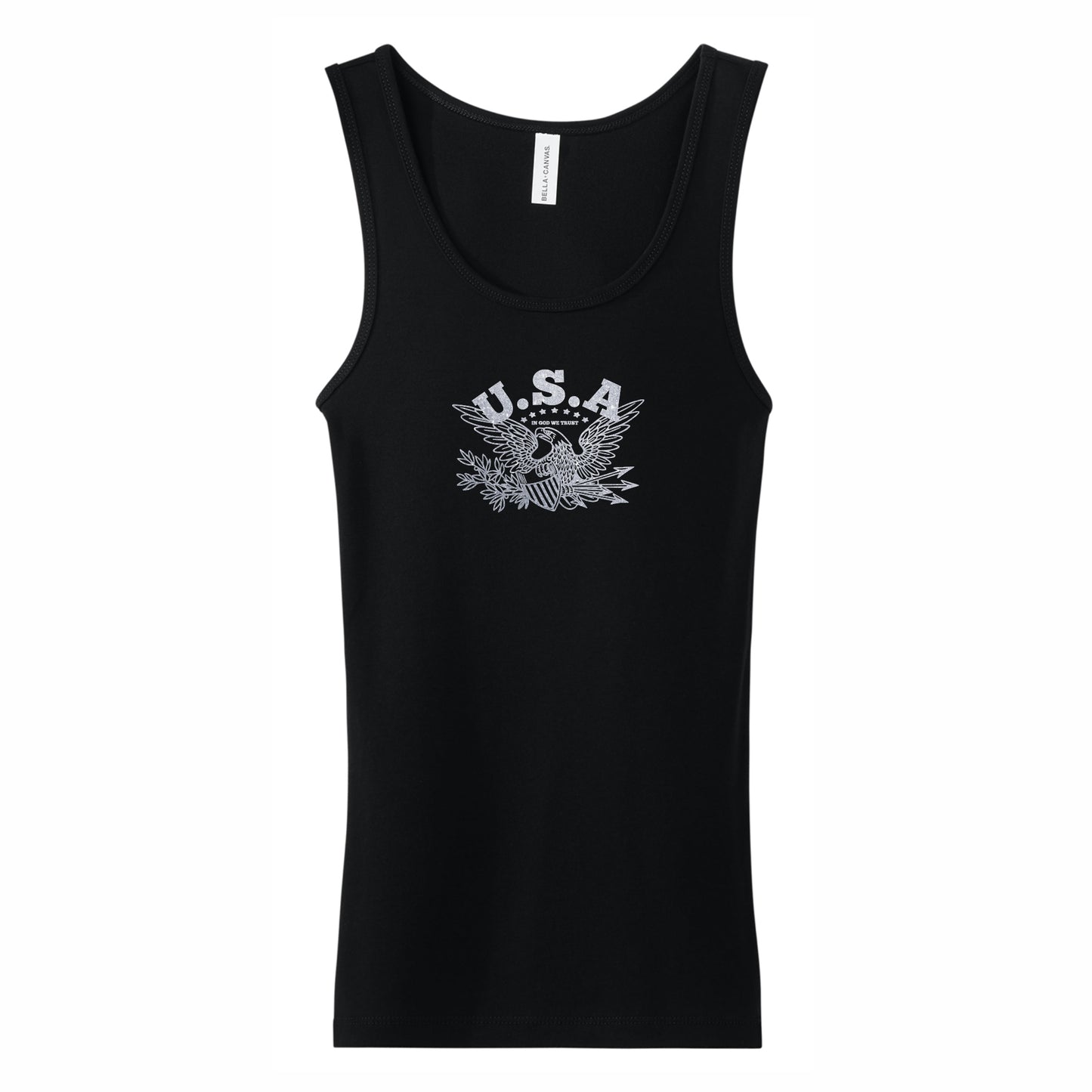 USA Eagle Seal In God We Trust Women's Patriotic Tank Top (black)