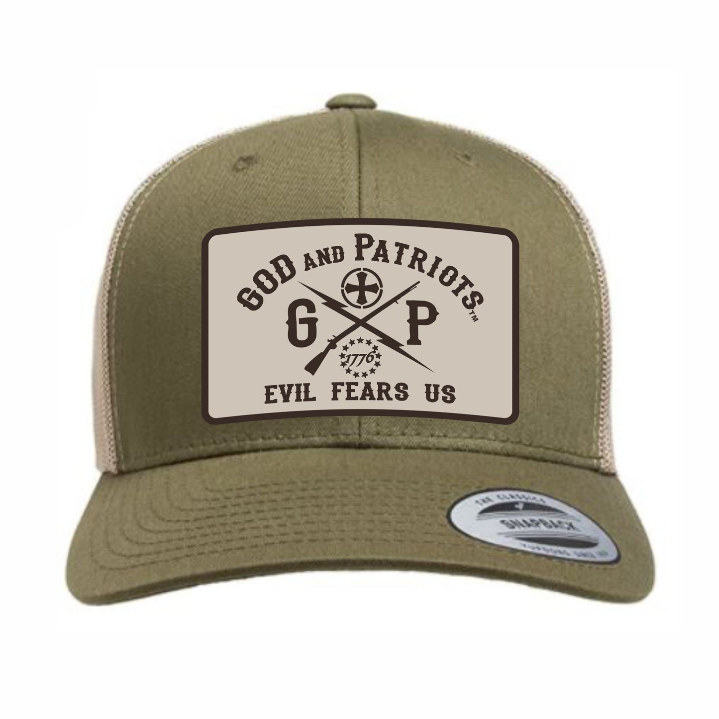 Patriotic YP Classics Trucker Cap Moss Green / Khaki Mesh