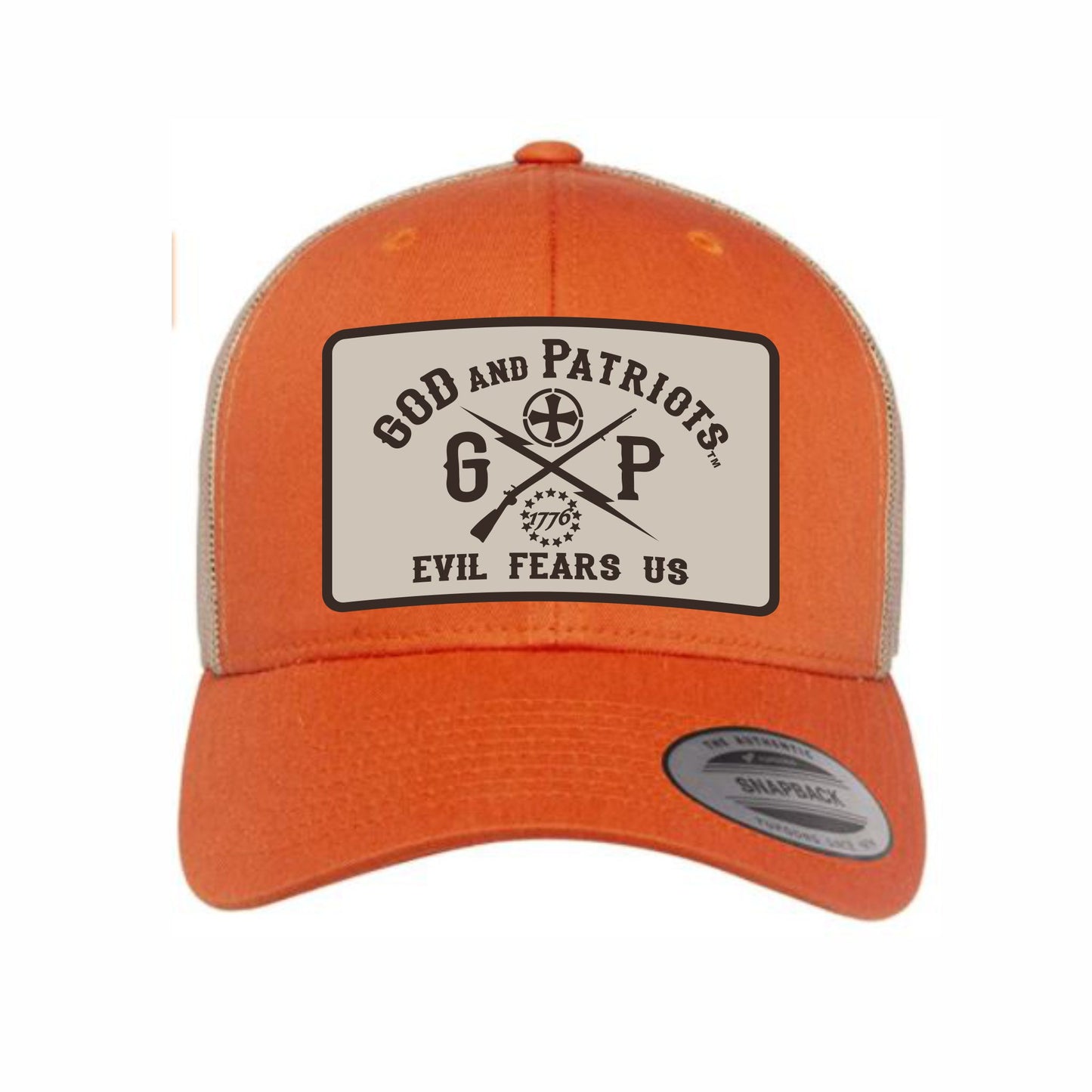 YP Classic Patriotic Snap Back Trucker Cap Orange / khaki Mesh