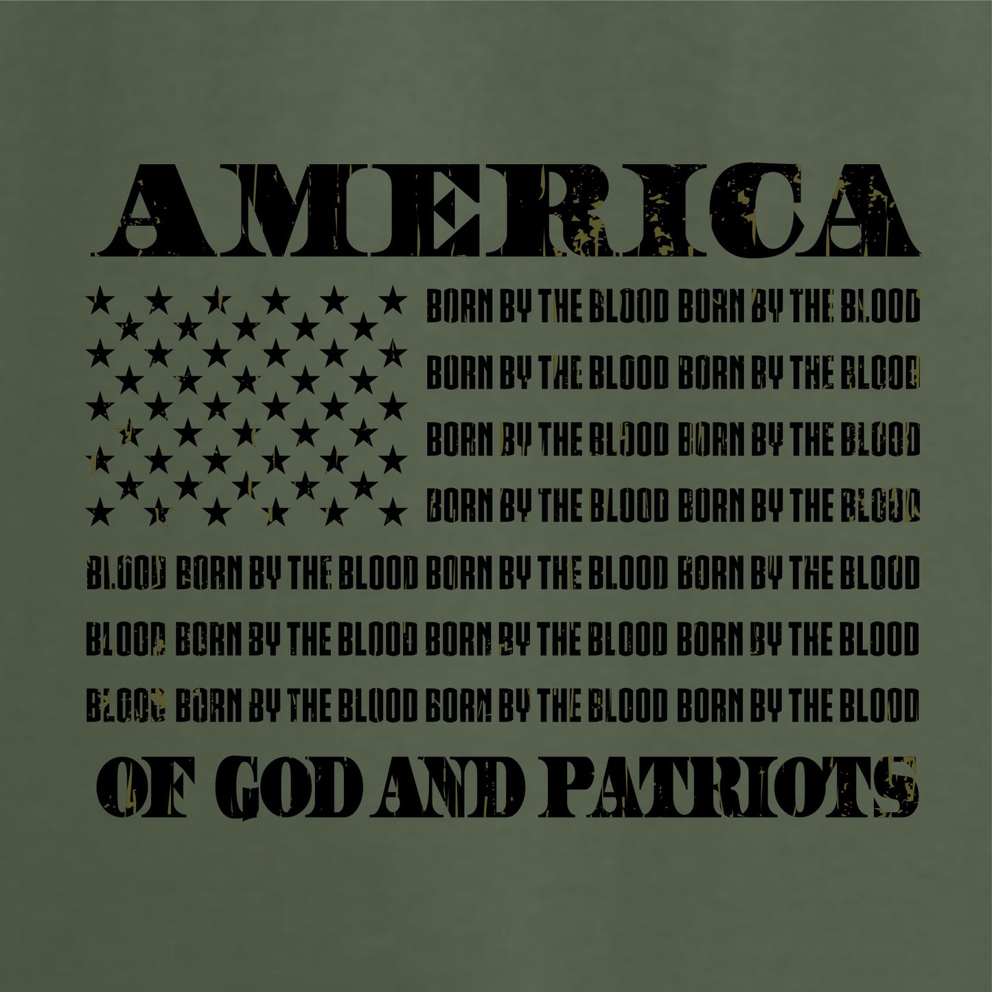 America Born By The Blood God And Patriots Men's Patriotic T-Shirt (military green)