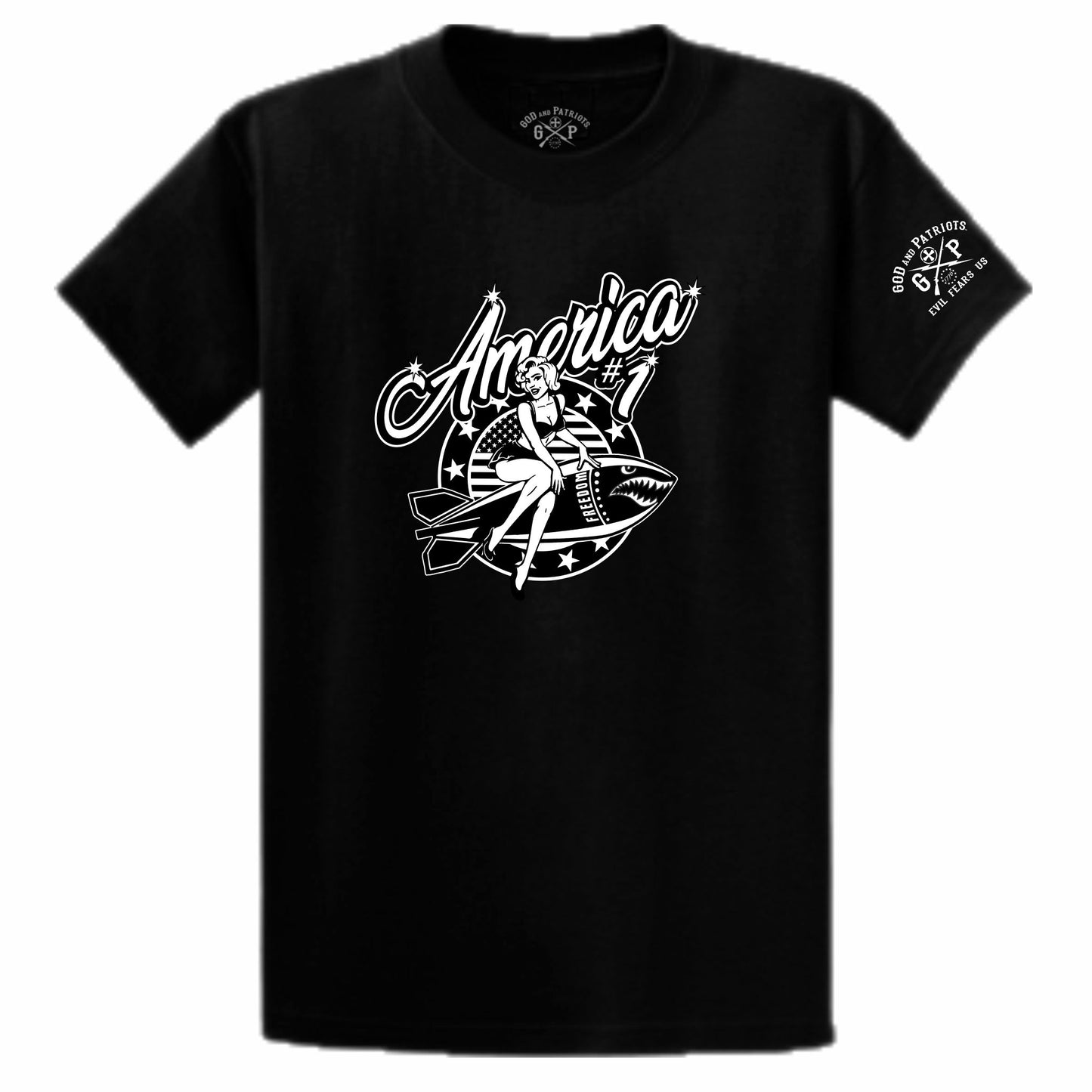 America #1 Freedom Bomb Men's Patriotic T-Shirt (black)