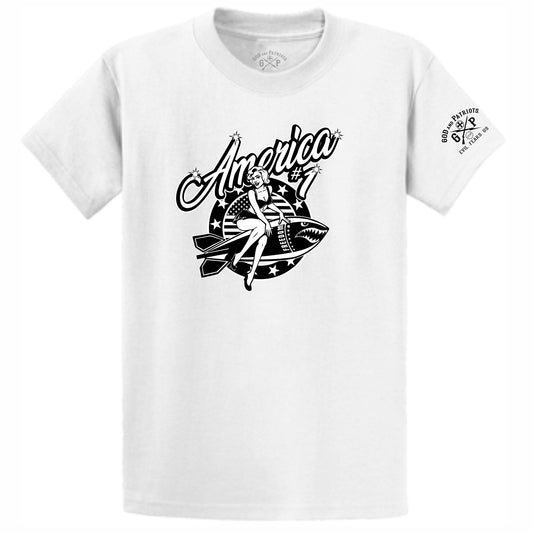 America #1 Freedom Bomb Men's Patriotic T-Shirt (white)