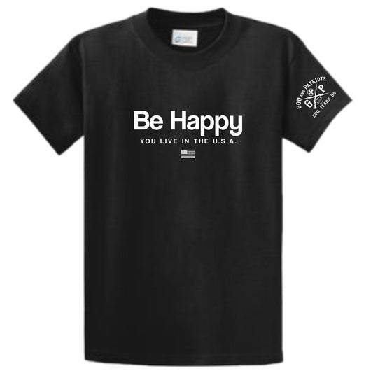 Be Happy You Live In USA Men's Patriotic T-Shirt (black)