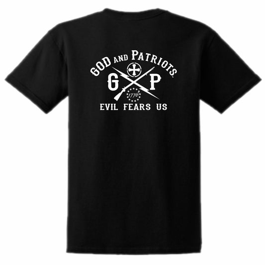 Evil Fears Us 1776 God And Patriots Men's Patriotic T-Shirt (black)