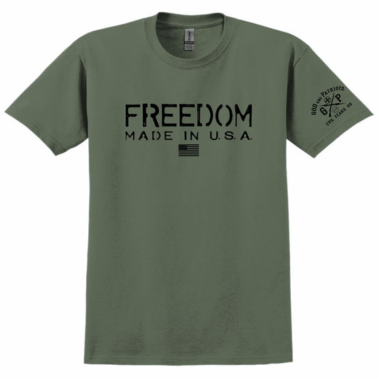 Freedom Made In USA Men's Patriotic T-Shirt (military green)