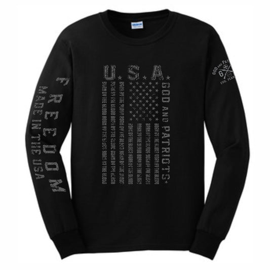 Freedom USA Flag God And Patriots Men's Long Sleeve T-Shirt (black)