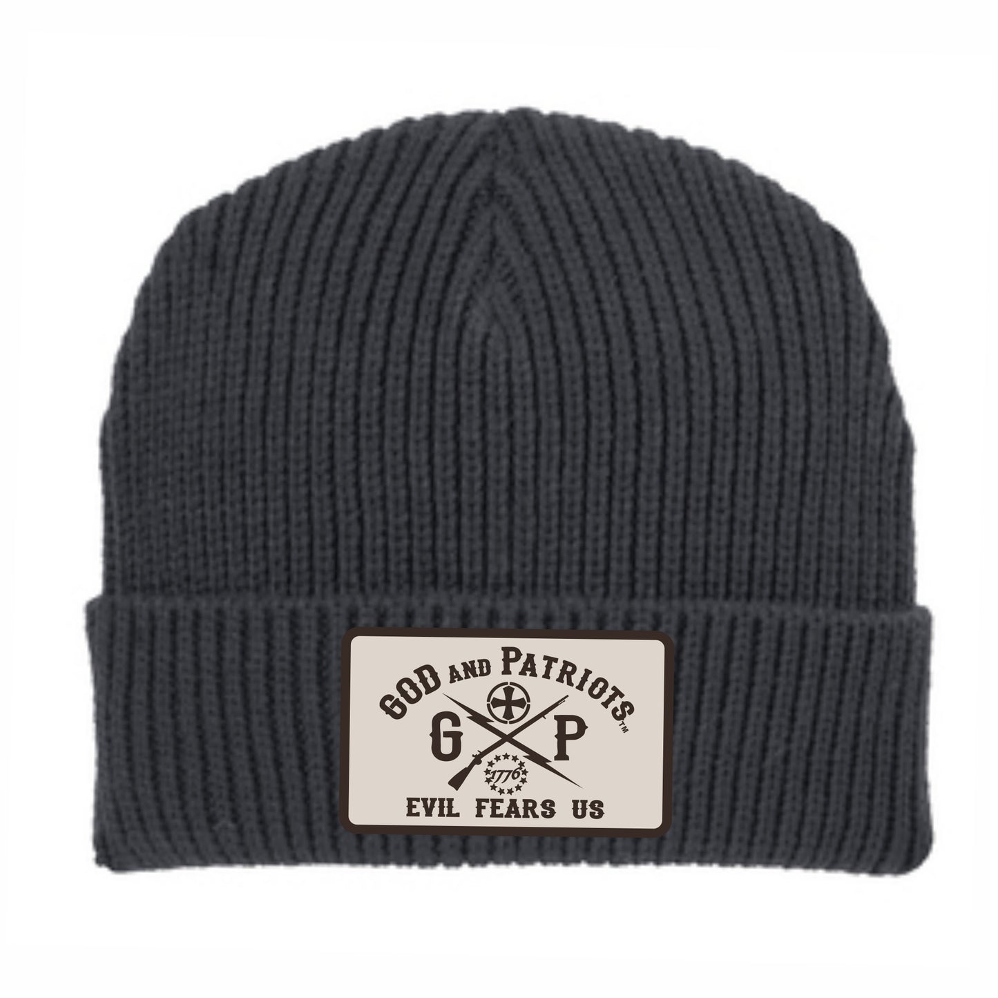 Chunky Rib Knit Watch Cap Beanie With GP Evil Fears Us Logo Patch (green)