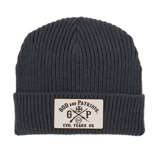 Chunky Rib Knit Watch Cap Beanie With GP Evil Fears Us Logo Patch (green)