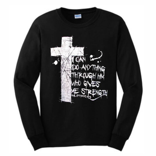 I Can Do Anything Through Him Men's Christian Long Sleeve T-Shirt