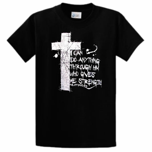 I Can Do Anything Through Him Men's Christian T-Shirt (black)