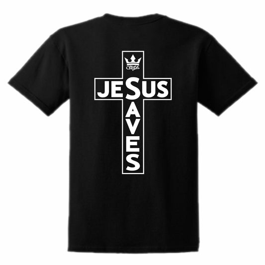 Jesus Saves Cross Men's Christian T-Shirt (black)