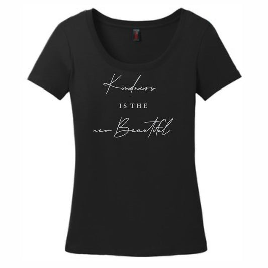 Kindness Is The New Beautiful Women's Christian Scoop Neck T-Shirt (black)