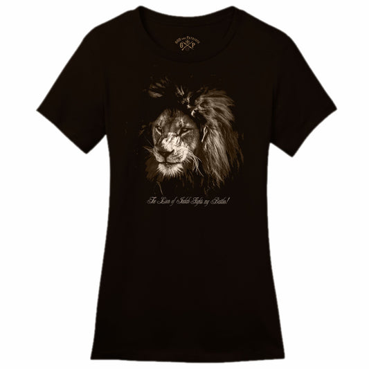 The Lion Of Judah Fights My Battles Women's Christian T-Shirt (black)