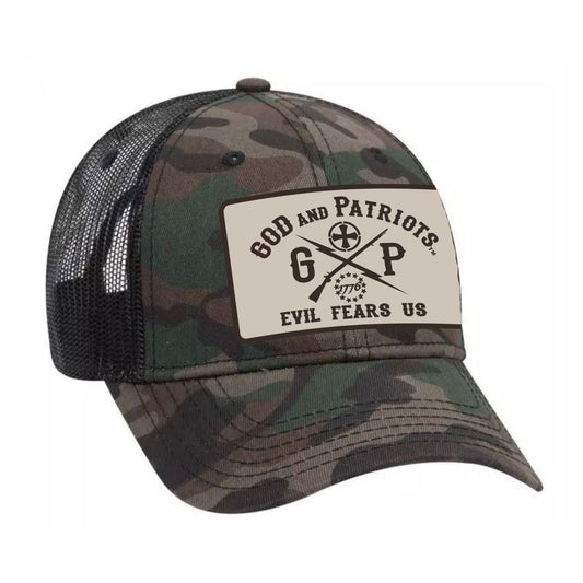 Green Camo / Black Mesh Patriotic Snapback Trucker Cap