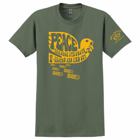 Peace Through Strength FA FO Men's Patriotic T-Shirt (military green)