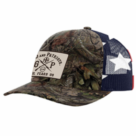 Mossy Oak Break Up Camo / Stars Stripes Mesh Snapback Trucker Cap