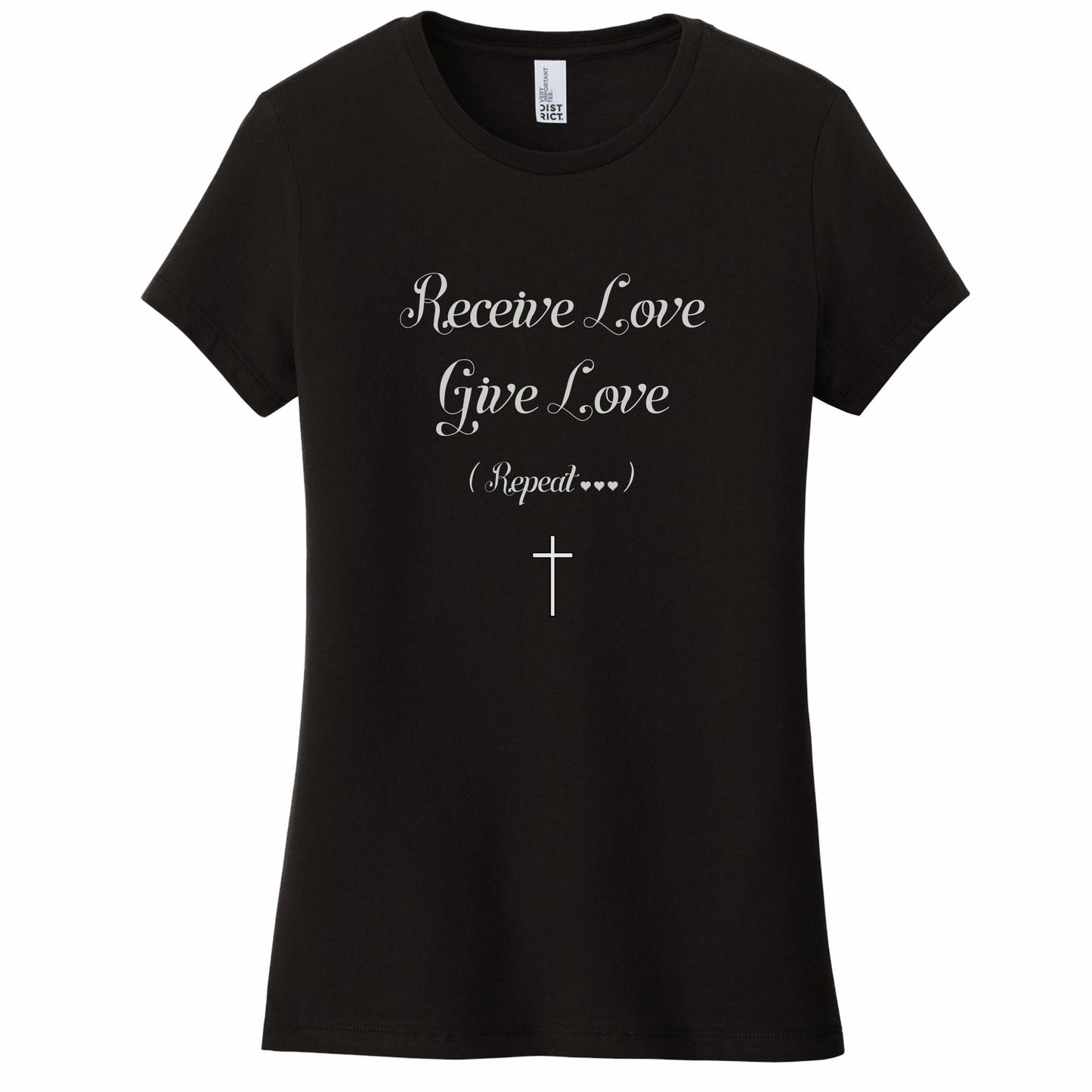 Receive Love Give Love Repeat Women's Christian T-Shirt (black)