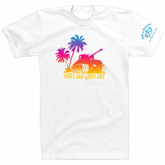 Sun's out Guns Out Men's Patriotic T-Shirt (white)