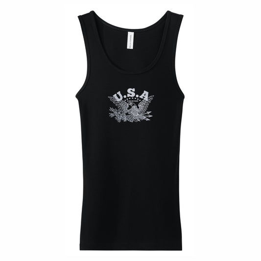 USA Eagle Seal In God We Trust Women's Patriotic Tank Top (black)