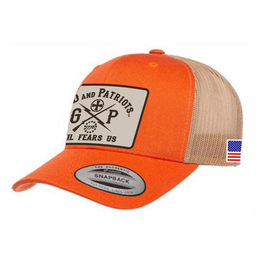 YP Classic Patriotic Snap Back Trucker Cap Orange / khaki Mesh